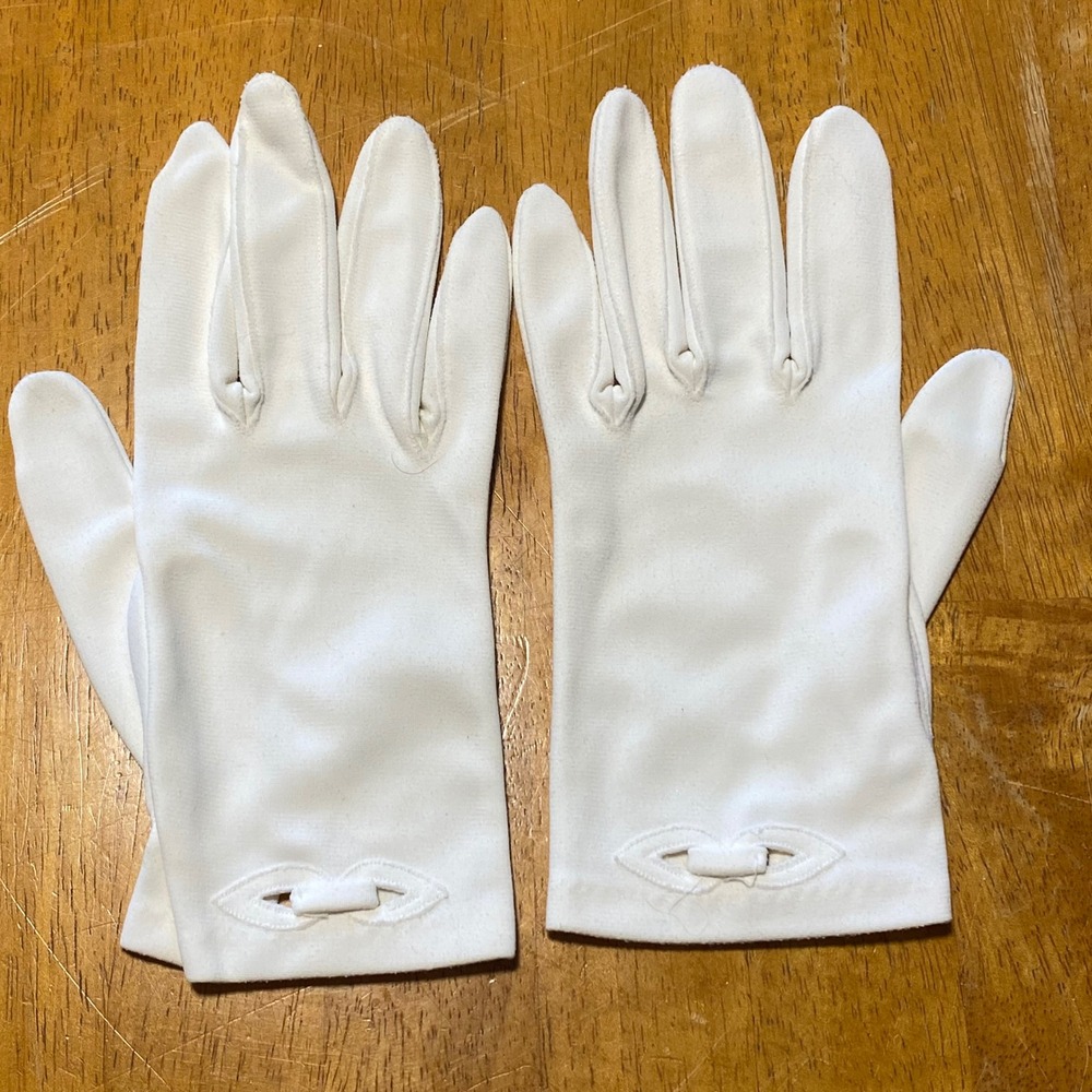Unbranded Formal Gloves Womens One Size White Excellent Vintage Style Bow Detail